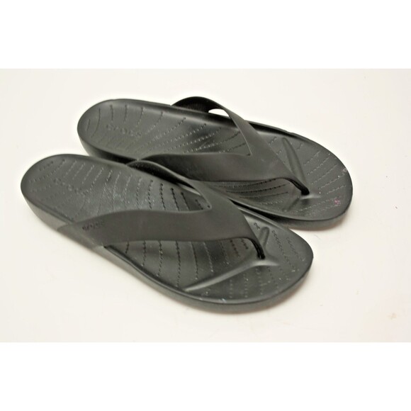 Crocs Womens Size 8 Black Comfort Thong Sandals Flip Flops - Picture 1 of 8